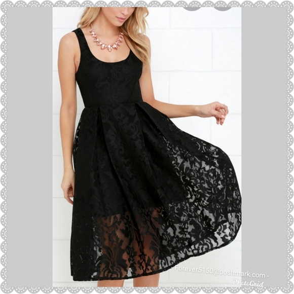Lulus Dresses & Skirts - Lulu's Sweet Rhapsody Black Lace Midi NWT